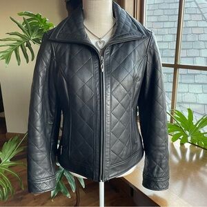Preston & York Quilted Black Lamb Leather Jacket